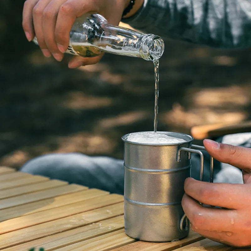 Outdoor Camping Custom Logo Wall Metal Beer with Handle Tumbler Unbreakable Stainless Steel Pint Cup Coffee Cup with Handle