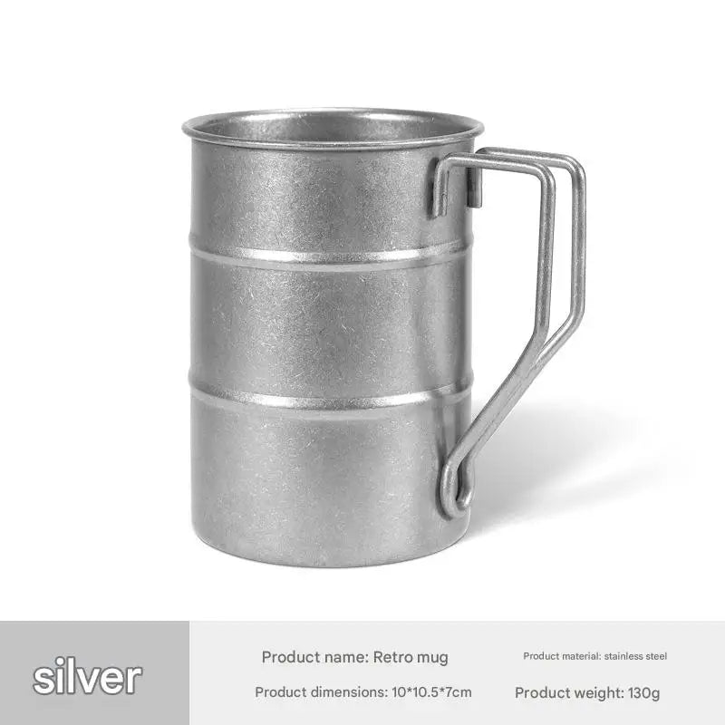 Outdoor Camping Custom Logo Wall Metal Beer with Handle Tumbler Unbreakable Stainless Steel Pint Cup Coffee Cup with Handle