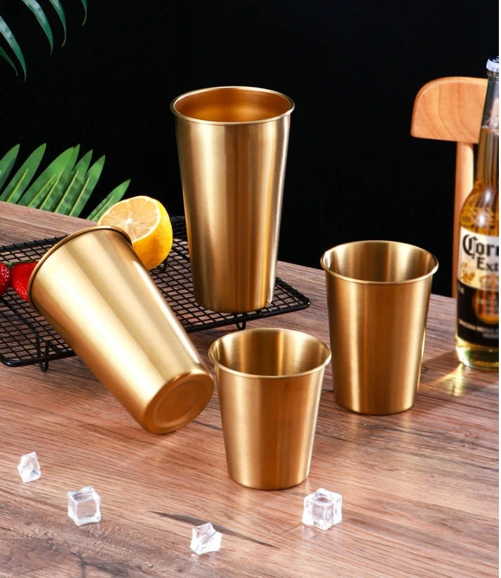 Custom Logo Single Wall 304 Stainless Steel Beer Mug Stackable Metal Pint Cup Water Tumblers Business Gift Drinking Glasses
