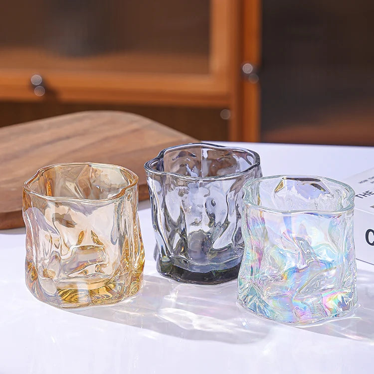 Wholesale Creative Irregularly Shaped 180ml Transparent Color Home Decoration Beer Glasses Glass Cup for Drinking