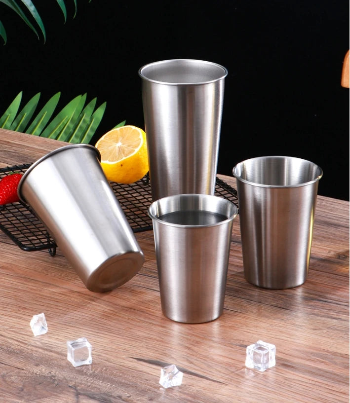 Custom Logo Single Wall 304 Stainless Steel Beer Mug Stackable Metal Pint Cup Water Tumblers Business Gift Drinking Glasses