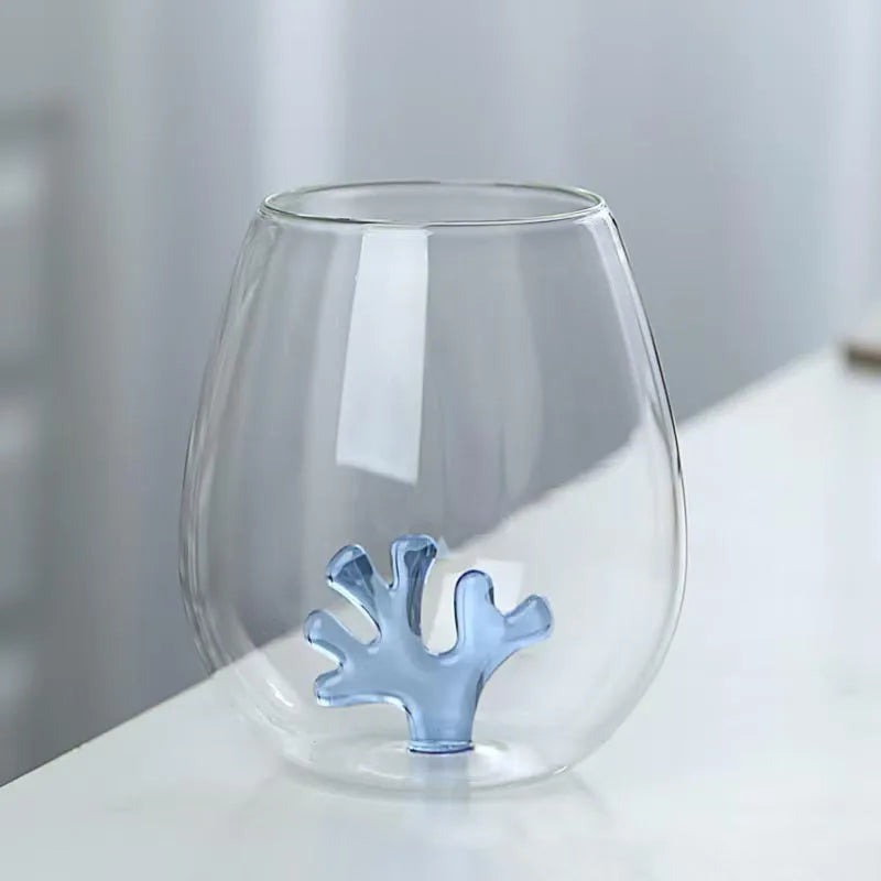 500ml Transparent Classic Coral Reef Design Borosilicate Wine Glass Tumbler Eco-Friendly Customized Packaging MM Brand Home