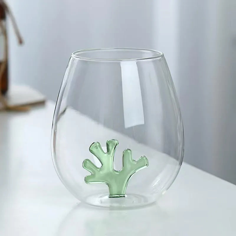 500ml Transparent Classic Coral Reef Design Borosilicate Wine Glass Tumbler Eco-Friendly Customized Packaging MM Brand Home