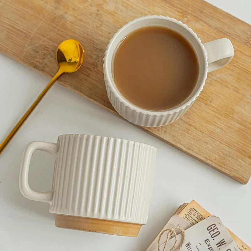 Handmade Retro Ceramic Cup for Girls Customisable Logo Spoon Hot Thermal Insulation DIY Stacking Cups for Coffee and Milk