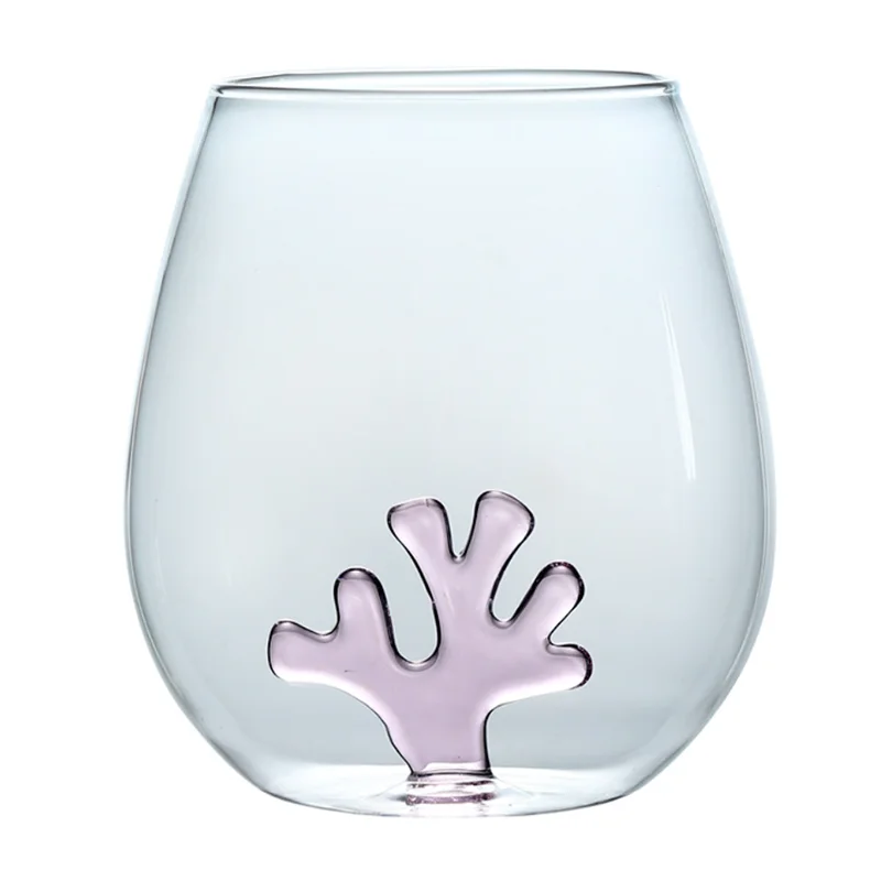 500ml Transparent Classic Coral Reef Design Borosilicate Wine Glass Tumbler Eco-Friendly Customized Packaging MM Brand Home