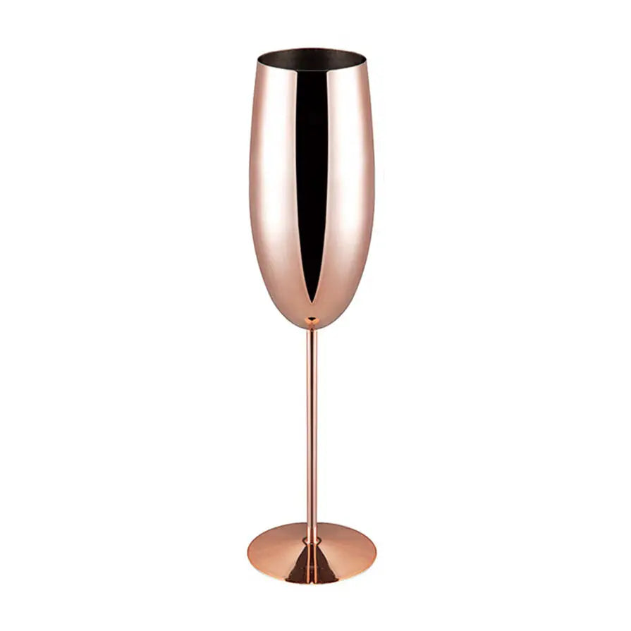Stainless Steel Custom Color Logo Gold  Wine Long Stem Goblet Champagne Glass Cup