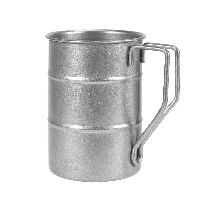 Outdoor Camping Custom Logo Wall Metal Beer with Handle Tumbler Unbreakable Stainless Steel Pint Cup Coffee Cup with Handle