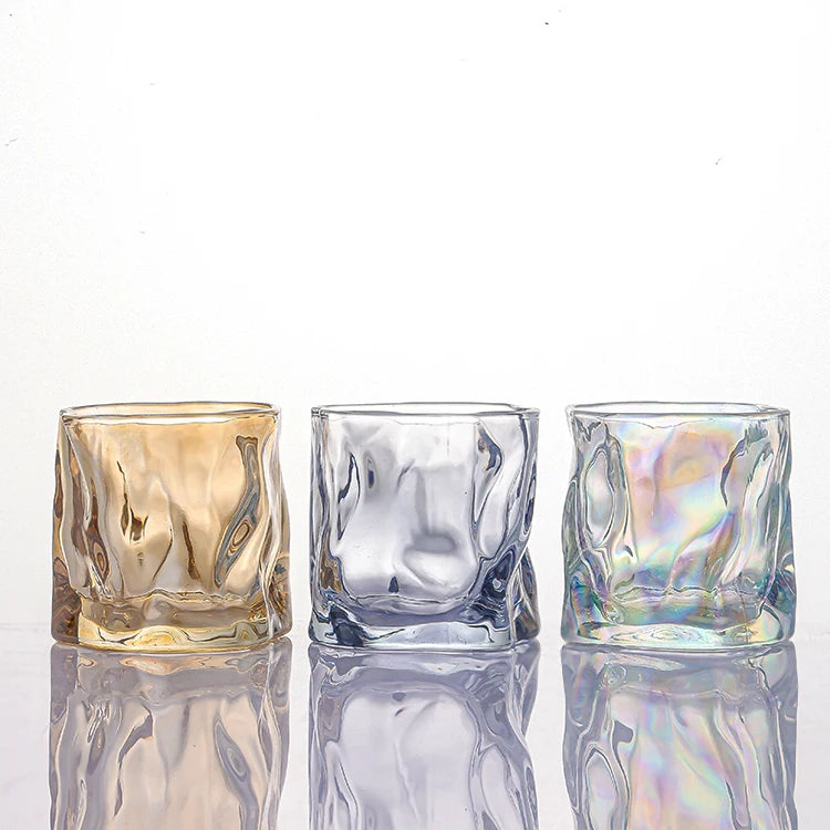Wholesale Creative Irregularly Shaped 180ml Transparent Color Home Decoration Beer Glasses Glass Cup for Drinking