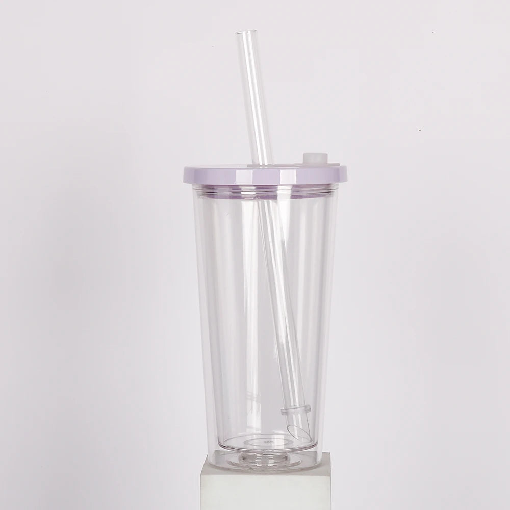 700ml Wholesale Bulk Reusable Plastic 20oz Tumbler Water Bottle Double Wall Tumbler Cup Custom  Bubble Tea Tumbler with Straw