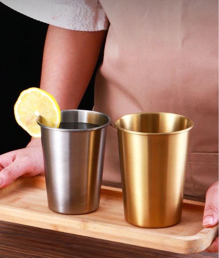 Custom Logo Single Wall 304 Stainless Steel Beer Mug Stackable Metal Pint Cup Water Tumblers Business Gift Drinking Glasses