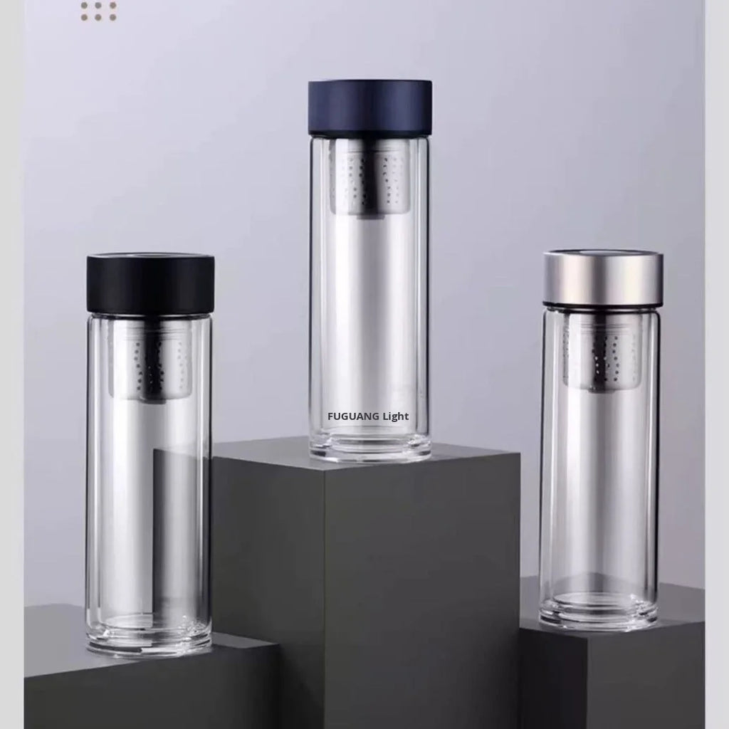 Fuguang Modern Magnetic Glass Cup with Push Button Cap High End Business Home Gift for Tea and Water Separation