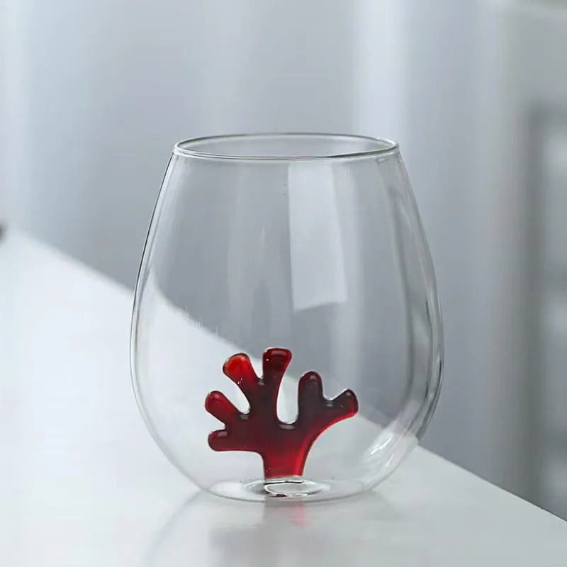 500ml Transparent Classic Coral Reef Design Borosilicate Wine Glass Tumbler Eco-Friendly Customized Packaging MM Brand Home