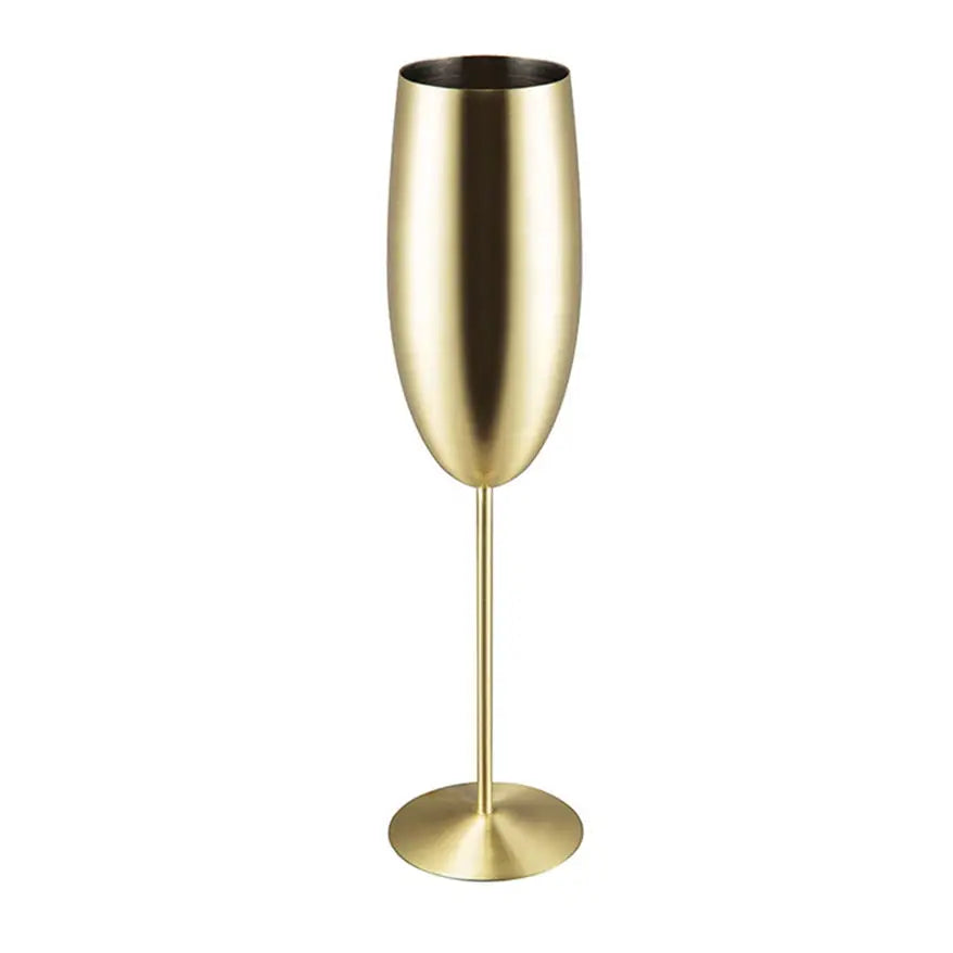 Stainless Steel Custom Color Logo Gold  Wine Long Stem Goblet Champagne Glass Cup
