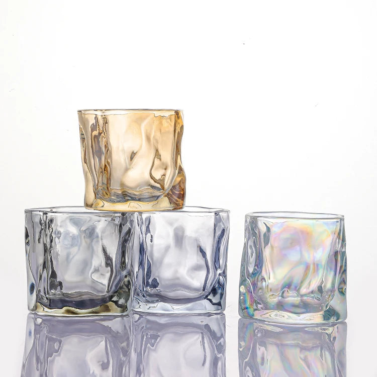 Wholesale Creative Irregularly Shaped 180ml Transparent Color Home Decoration Beer Glasses Glass Cup for Drinking