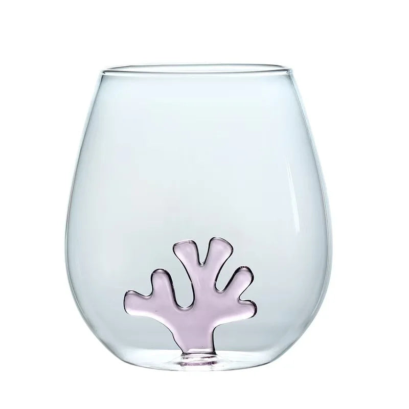 500ml Transparent Classic Coral Reef Design Borosilicate Wine Glass Tumbler Eco-Friendly Customized Packaging MM Brand Home