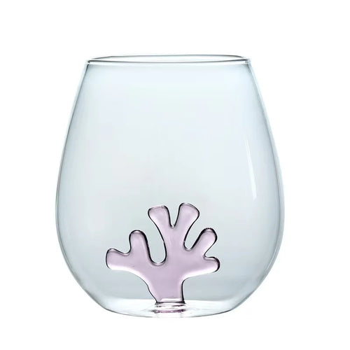 500ml Transparent Classic Coral Reef Design Borosilicate Wine Glass Tumbler Eco-Friendly Customized Packaging MM Brand Home