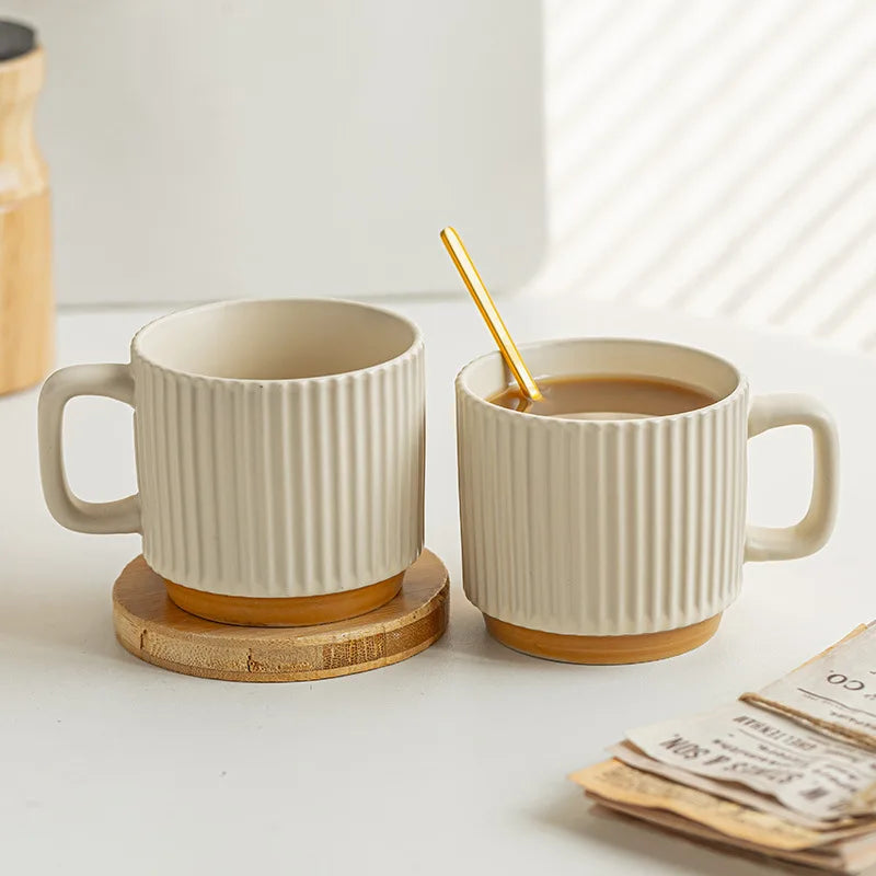 Handmade Retro Ceramic Cup for Girls Customisable Logo Spoon Hot Thermal Insulation DIY Stacking Cups for Coffee and Milk