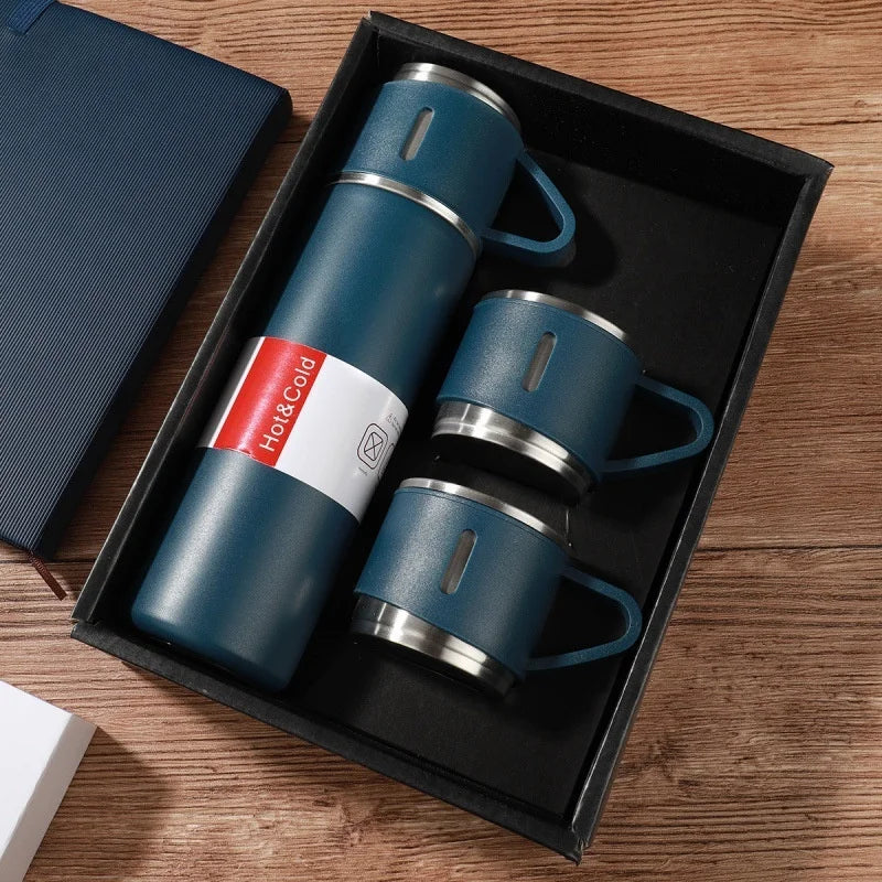 304 Stainless Steel Thermos Cup Gift Box Set 3 Lids Insulated Thermal Water Bottle Vacuum Flask Thermos for Business Giveaway