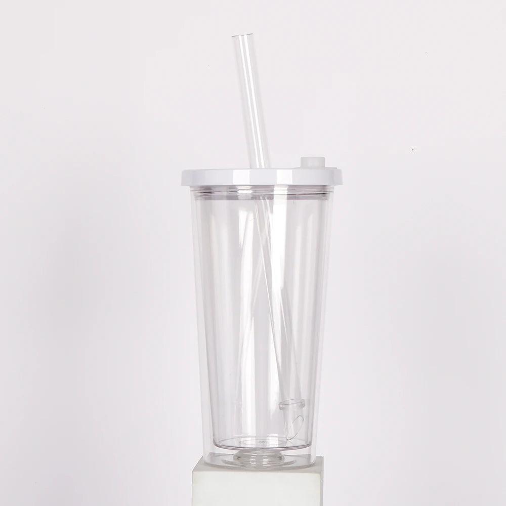 700ml Wholesale Bulk Reusable Plastic 20oz Tumbler Water Bottle Double Wall Tumbler Cup Custom  Bubble Tea Tumbler with Straw