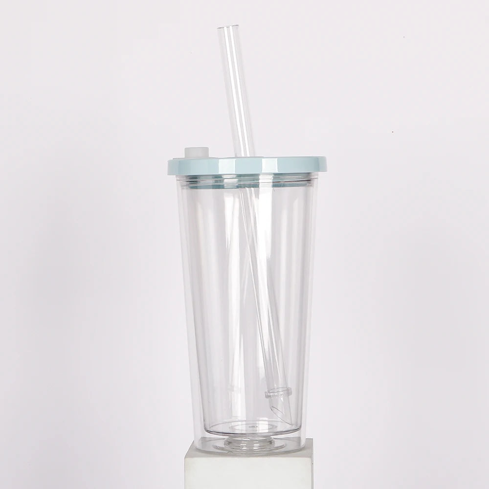 700ml Wholesale Bulk Reusable Plastic 20oz Tumbler Water Bottle Double Wall Tumbler Cup Custom  Bubble Tea Tumbler with Straw
