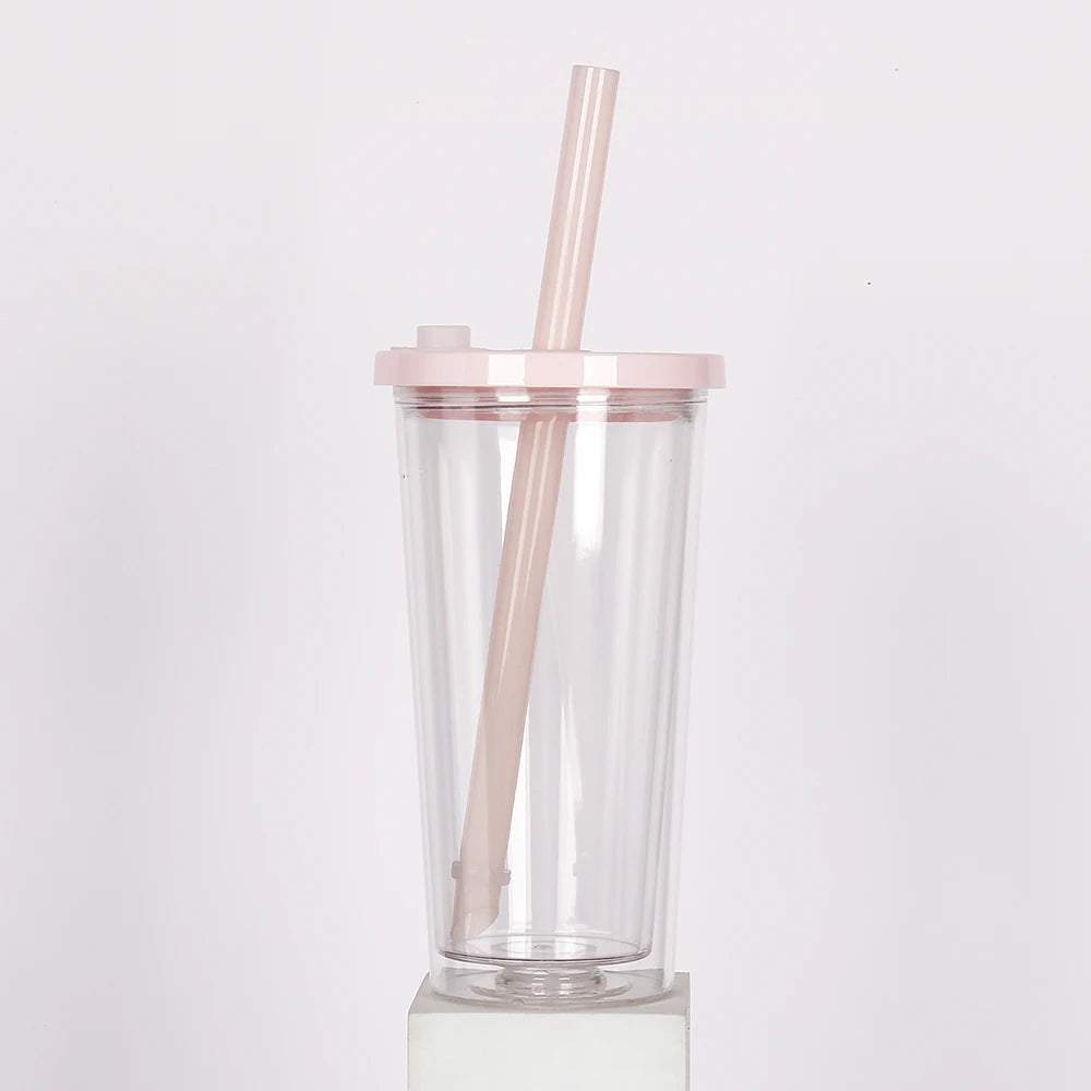 700ml Wholesale Bulk Reusable Plastic 20oz Tumbler Water Bottle Double Wall Tumbler Cup Custom  Bubble Tea Tumbler with Straw