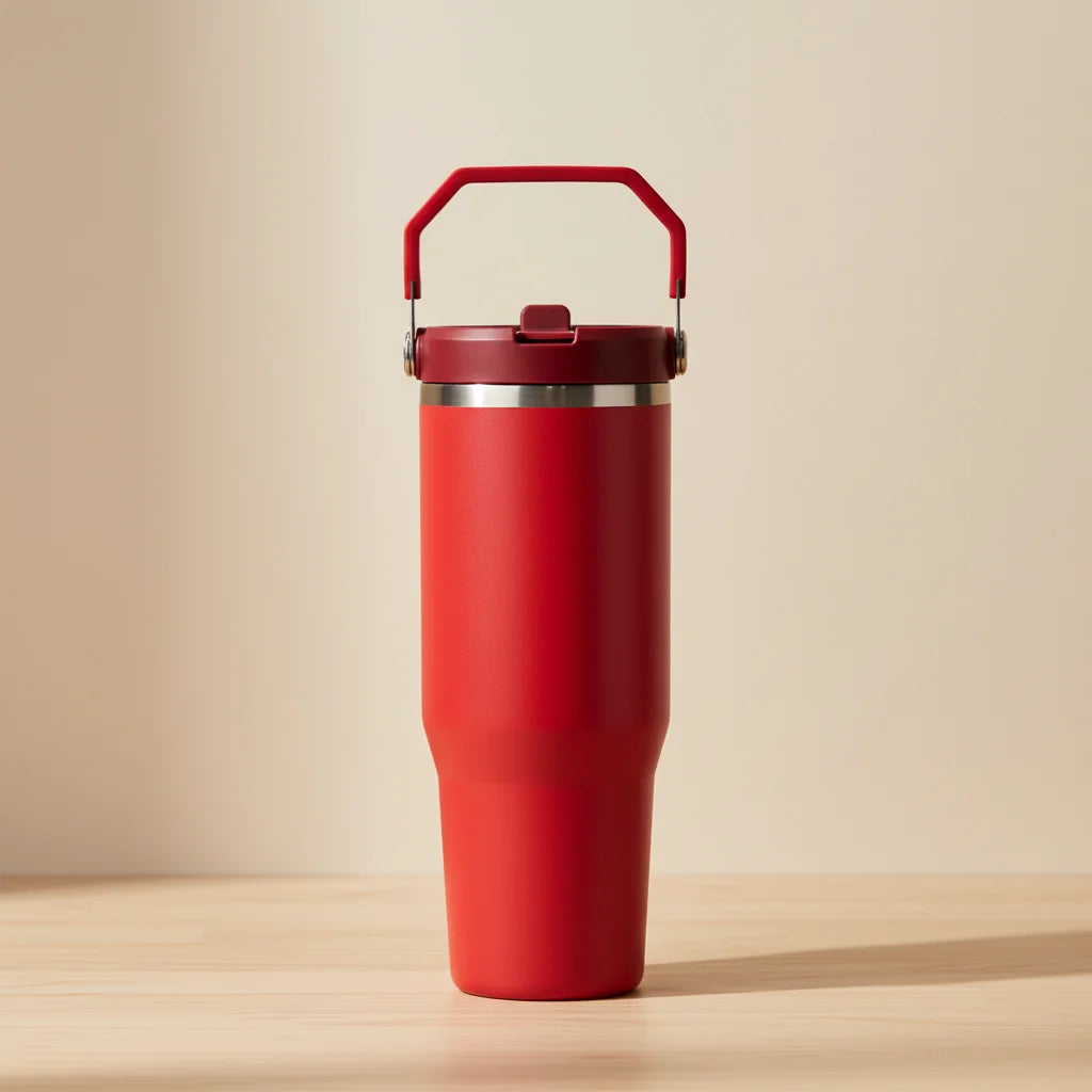 Top Ranking Eco-Friendly 20oz & 30oz Stainless Steel Tumbler Double-Wall Flip Straw Insulated Travel Mug Tumbler with Handle