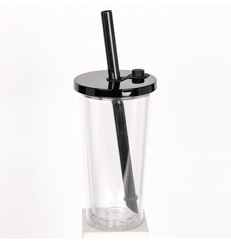 700ml Wholesale Bulk Reusable Plastic 20oz Tumbler Water Bottle Double Wall Tumbler Cup Custom  Bubble Tea Tumbler with Straw
