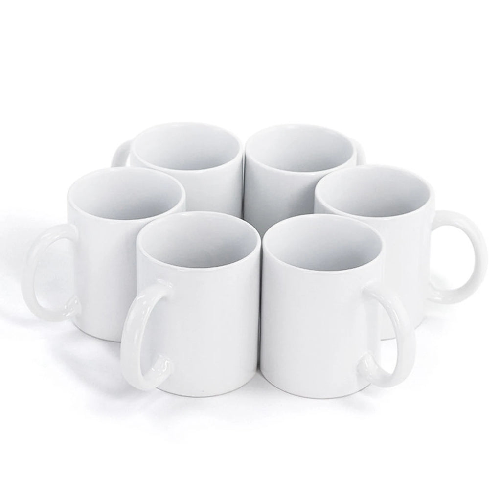 Spain In Stock Wholesale 3A 11oz White Mugs Durable White Porcelain Tea Coffee Cup With Handle For Gift Supplier Direct Sale
