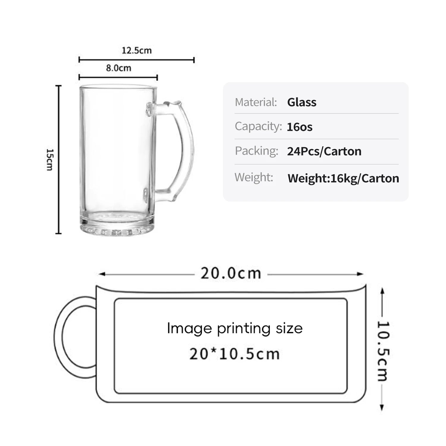 Spain In Stock 16oz Glass Beer Mugs Ready For Custom Heat Transfer Printed Logo And Pattern Design With High Quality Material