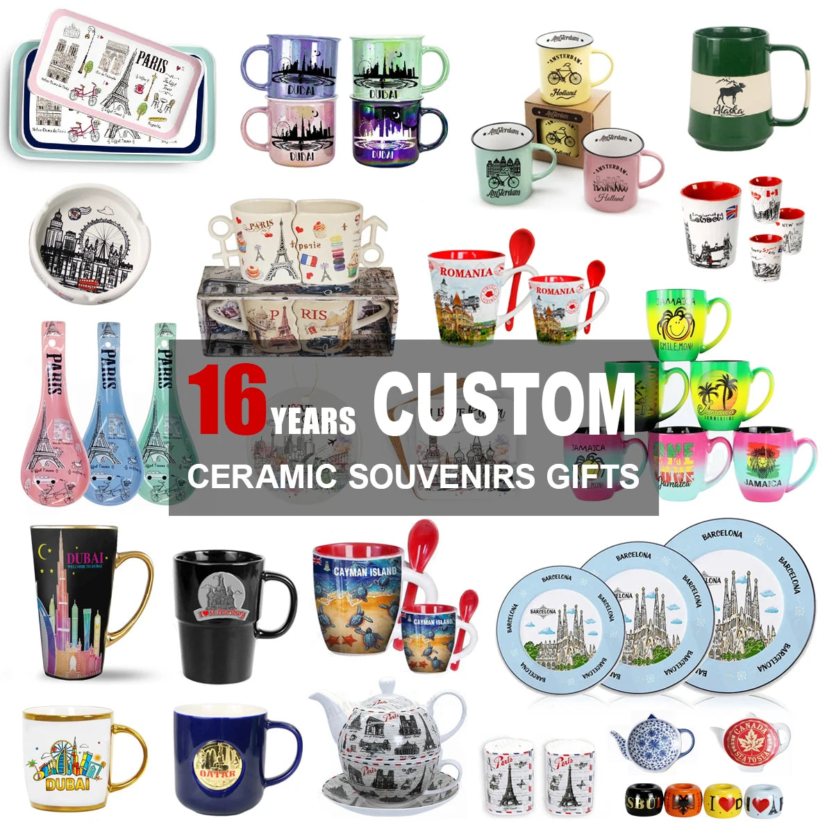 OEM ODM Custom Vintage Moroccan Style Ceramic Mug With Spoon Souvenir Geometric Pattern Cup for Tourist Gift