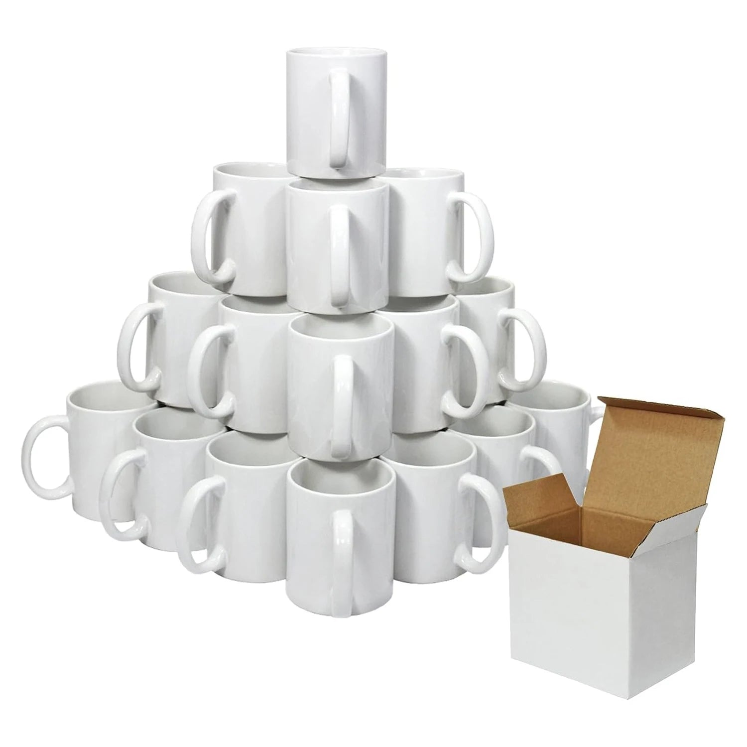 Spain In Stock Wholesale 3A 11oz White Mugs Durable White Porcelain Tea Coffee Cup With Handle For Gift Supplier Direct Sale