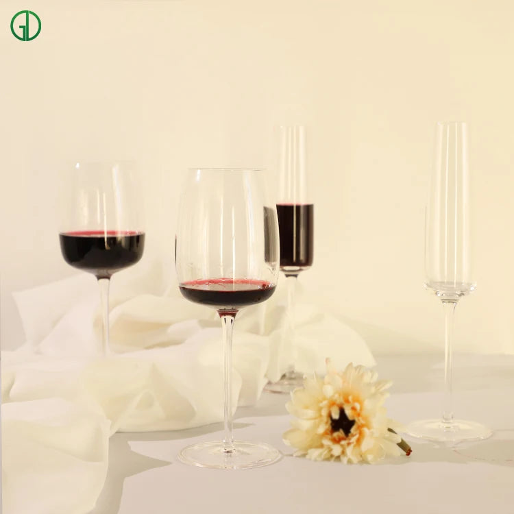 Factory Wholesale Goblet Red Wine Glasses Stem Glassware Luxury Wedding Wine Glasses Set Logo Custom