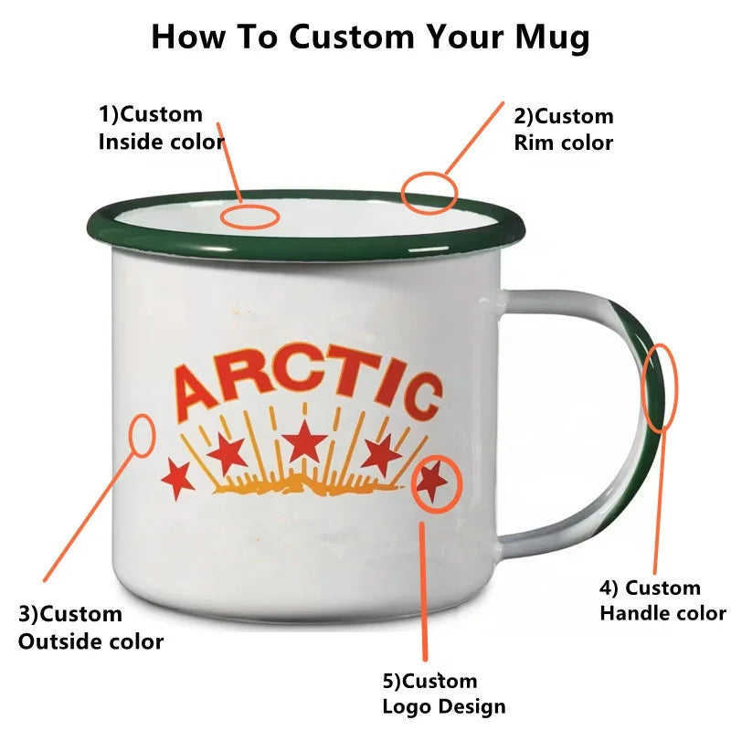 Manufacturer Cheap Price Custom Logo Enamel Tableware Metal Steel  Coffee Enamel Mugs Cup for Camping