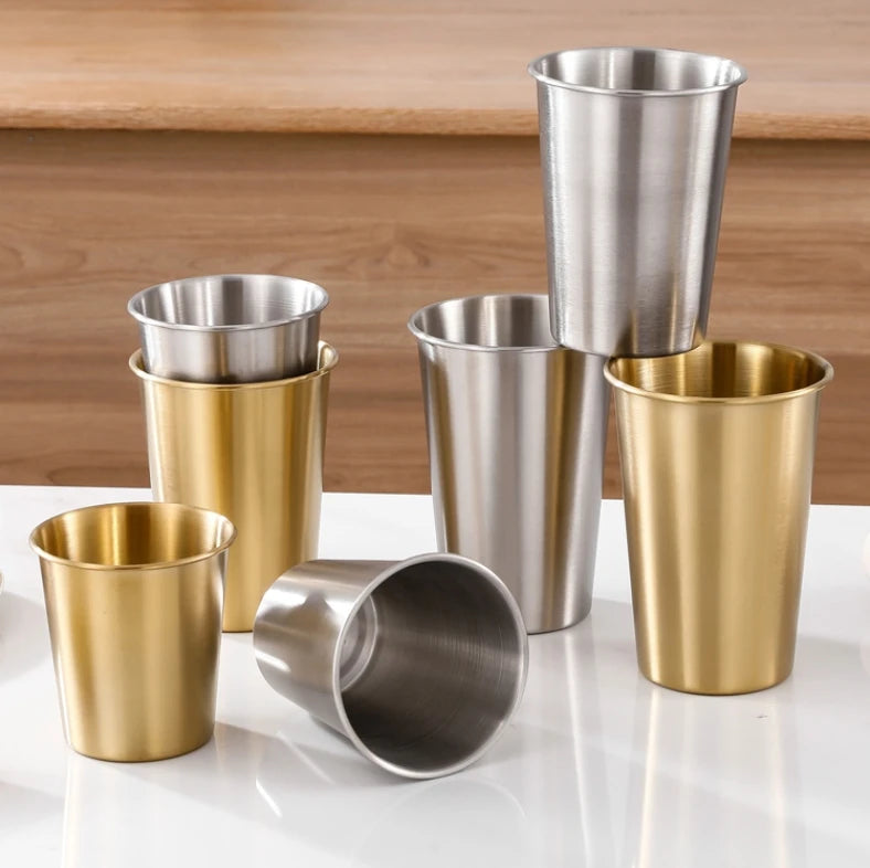 Custom Logo Single Wall 304 Stainless Steel Beer Mug Stackable Metal Pint Cup Water Tumblers Business Gift Drinking Glasses