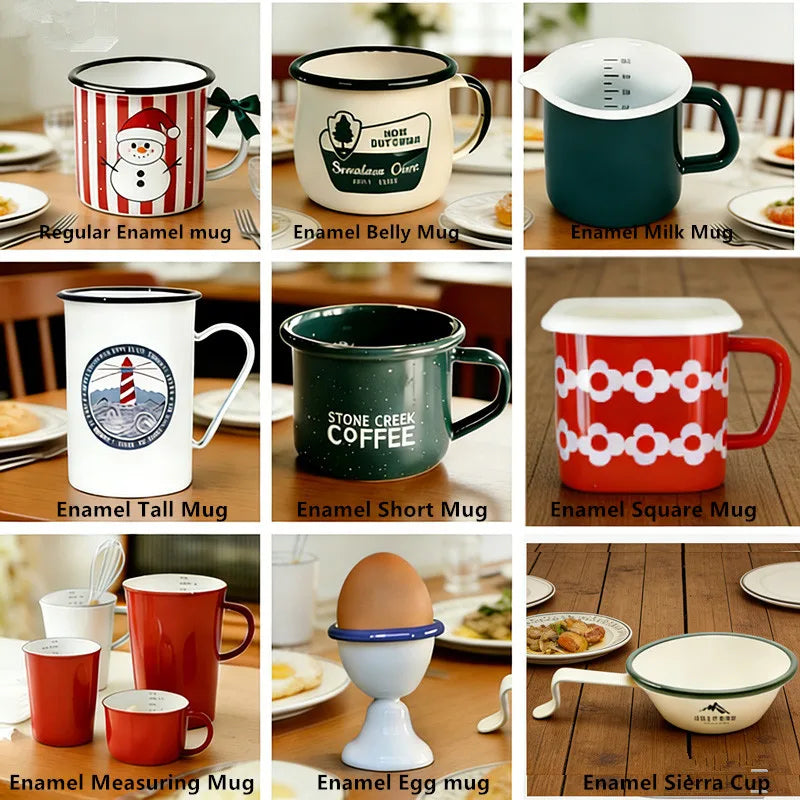 Manufacturer Cheap Price Custom Logo Enamel Tableware Metal Steel  Coffee Enamel Mugs Cup for Camping
