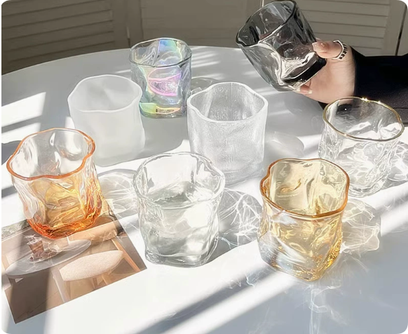 Creative Irregularly Shaped Transparent Colored Beer Glass — Artistic Drinkware for Home Decor & Gifting