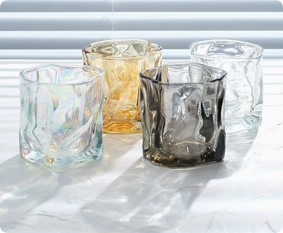 Creative Irregularly Shaped Transparent Colored Beer Glass — Artistic Drinkware for Home Decor & Gifting