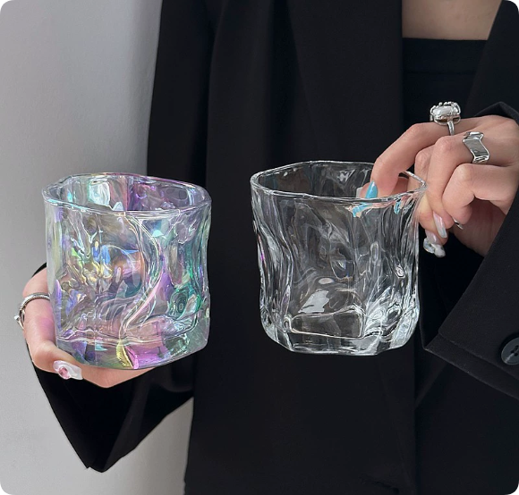 Creative Irregularly Shaped Transparent Colored Beer Glass — Artistic Drinkware for Home Decor & Gifting