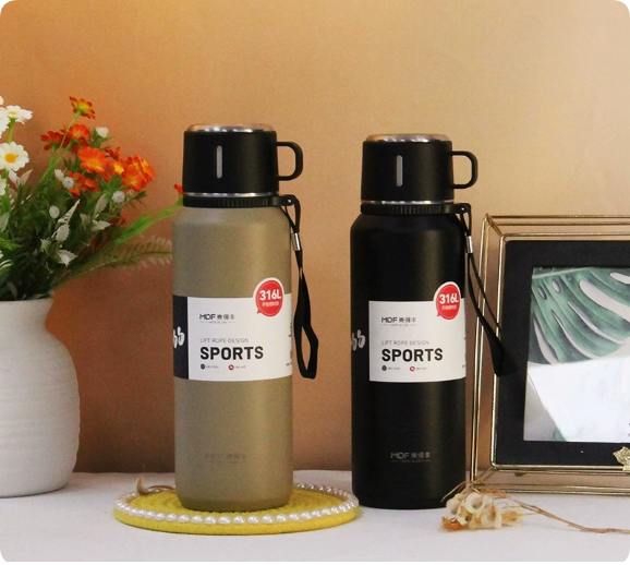 304 Stainless Steel Insulated Mug Gift Set | 3-Lid Configuration (Direct-Drink, Straw, Pouring) | Vacuum-Insulated Business Gift