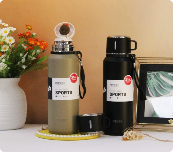 304 Stainless Steel Insulated Mug Gift Set | 3-Lid Configuration (Direct-Drink, Straw, Pouring) | Vacuum-Insulated Business Gift