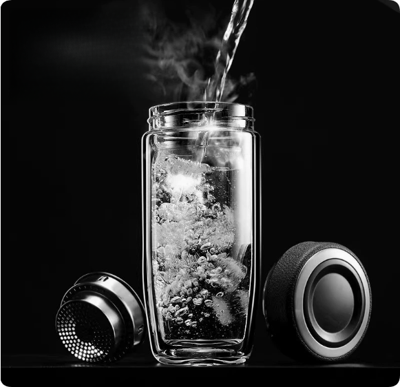 Glass Tea Infuser Bottle with Rotating Lid Design — Premium Business, Home, and Office Gift — Portable, Customizable Tea-Separating Cup