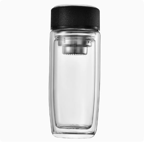 Glass Tea Infuser Bottle with Rotating Lid Design — Premium Business, Home, and Office Gift — Portable, Customizable Tea-Separating Cup