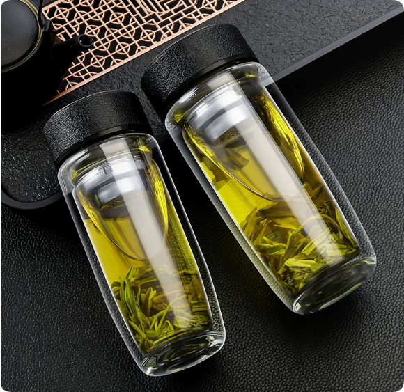 Glass Tea Infuser Bottle with Rotating Lid Design — Premium Business, Home, and Office Gift — Portable, Customizable Tea-Separating Cup