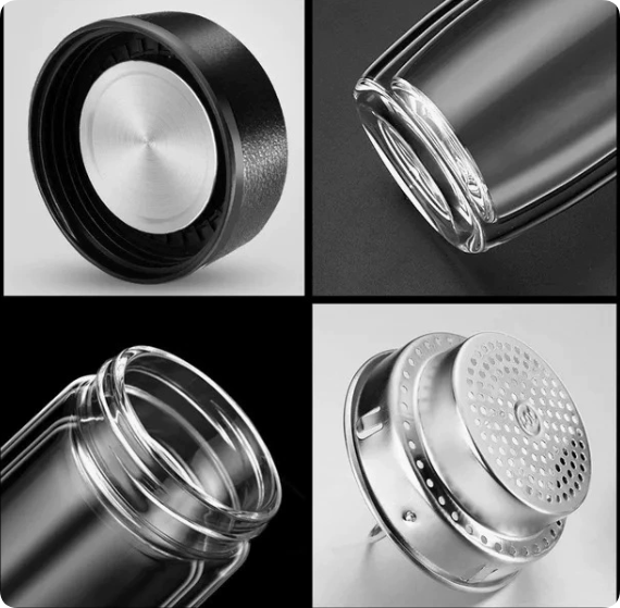 Glass Tea Infuser Bottle with Rotating Lid Design — Premium Business, Home, and Office Gift — Portable, Customizable Tea-Separating Cup