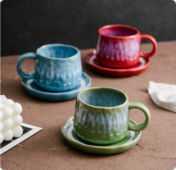 Handcrafted Vintage Ceramic Mug with Spoon — Cute Coffee, Milk, or Tea Cup for Women — Creative Birthday Gift for a Best Friend