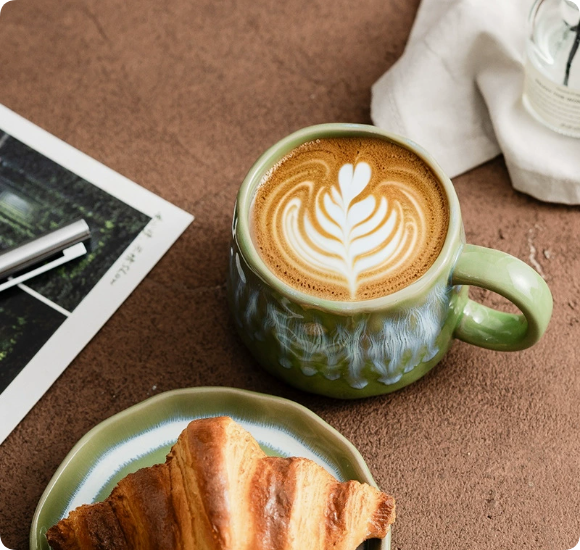 Handcrafted Vintage Ceramic Mug with Spoon — Cute Coffee, Milk, or Tea Cup for Women — Creative Birthday Gift for a Best Friend