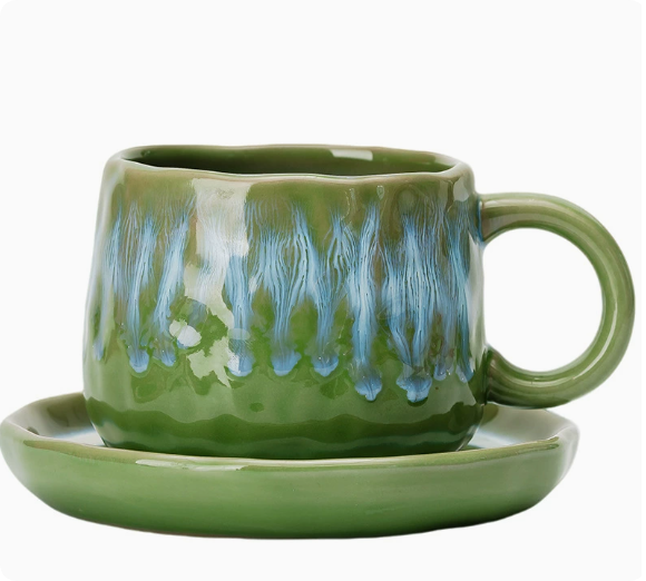 Handcrafted Vintage Ceramic Mug with Spoon — Cute Coffee, Milk, or Tea Cup for Women — Creative Birthday Gift for a Best Friend